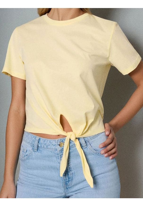 Sinsay - Koszulka wiązana w talii - yellow jeans. Materiał: jeans
