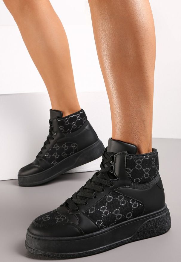 Renee - Czarne Sneakersy na Grubej Podeszwie za Kostkę Melainthe. Wysokość cholewki: za kostkę. Kolor: czarny