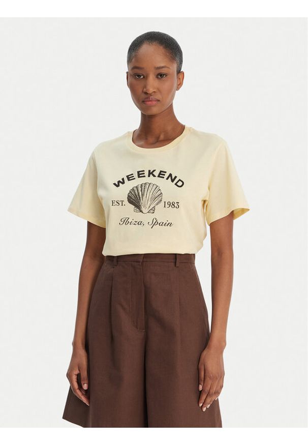 Weekend Max Mara T-Shirt Bora 2615971042 Żółty Regular Fit. Kolor: żółty. Materiał: bawełna