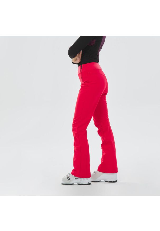 WEDZE - Spodnie narciarskie damskie Wedze 500 slim. Kolor: czerwony. Materiał: materiał, softshell. Sezon: zima. Sport: narciarstwo