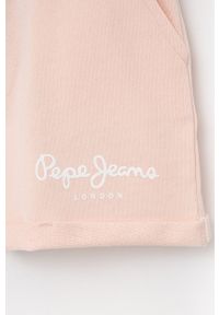 Pepe Jeans szorty bawełniane dziecięce Rosemery kolor różowy z nadrukiem regulowana talia. Okazja: na co dzień. Kolor: różowy. Materiał: bawełna. Wzór: nadruk. Styl: casual