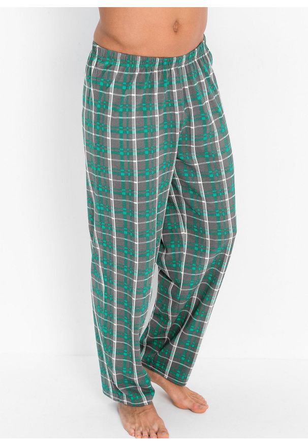 bonprix - Bawełniana piżama z długim rękawem. Kolor: zielony. Materiał: bawełna. Długość: długie