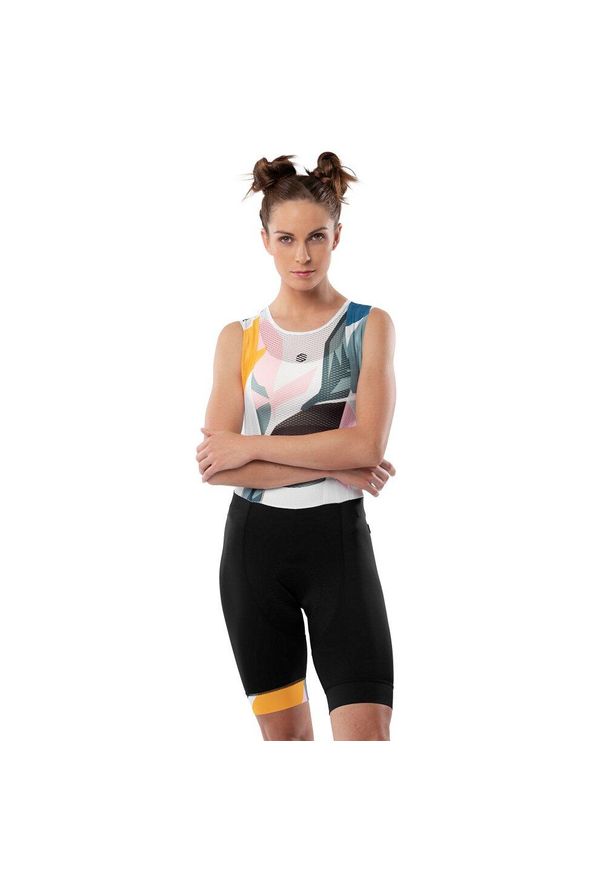 Spodenki rowerowe z szelkami damskie BX SIROKO Jungle. Kolor: biały, wielokolorowy, zielony, czarny. Materiał: nylon