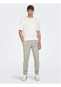 Only & Sons Chinosy Mark 22026326 Szary Slim Fit. Kolor: szary. Materiał: syntetyk