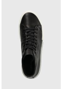 Calvin Klein trampki skórzane HIGH TOP LACE UP męskie kolor czarny HM0HM01165. Nosek buta: okrągły. Kolor: czarny. Materiał: skóra. Szerokość cholewki: normalna #4