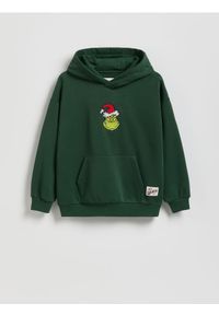 Reserved - Świąteczna bluza Grinch - ciemnozielony. Kolor: zielony. Materiał: dzianina, bawełna. Styl: wizytowy #1