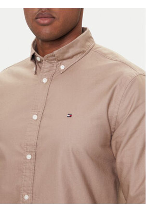 TOMMY HILFIGER - Tommy Hilfiger Koszula Solid Heritage MW0MW35774 Beżowy Regular Fit. Kolor: beżowy. Materiał: bawełna