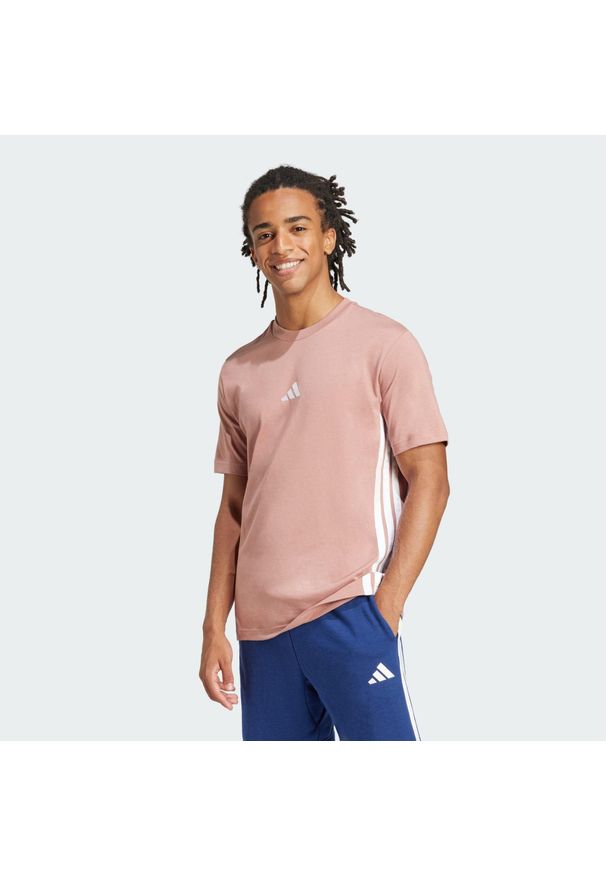 Adidas - Koszulka Essentials 3-Stripes Single Jersey. Kolor: biały, wielokolorowy, różowy. Materiał: jersey