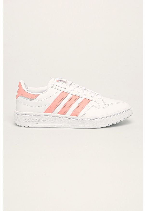 adidas Originals - Buty dziecięce Team Court J. Nosek buta: okrągły. Zapięcie: sznurówki. Kolor: biały. Materiał: guma