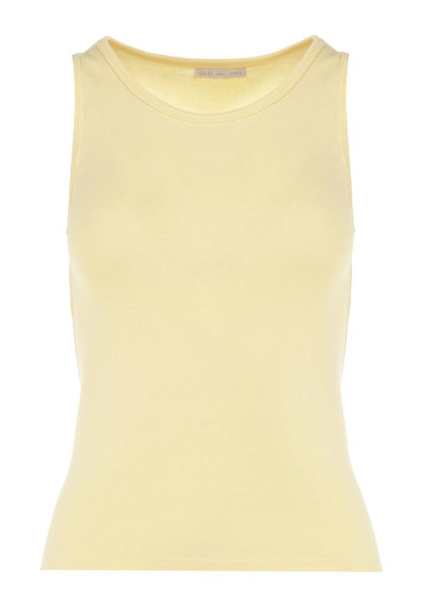 Born2be - Żółty Top Dorania. Kolor: żółty. Materiał: materiał, bawełna. Długość rękawa: na ramiączkach. Styl: klasyczny