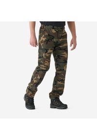 SOLOGNAC - Spodnie Steppe 120 camo. Kolor: zielony. Materiał: materiał, bawełna. Sport: outdoor