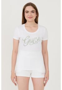 Guess - GUESS Biały t-shirt Script. Kolor: biały #1