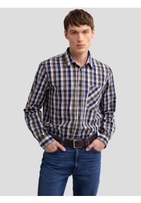 Big-Star - Koszula męska w kratę granatowa Coskingos 403. Okazja: na co dzień. Typ kołnierza: kołnierzyk klasyczny. Kolor: niebieski. Materiał: bawełna, jeans, materiał, tkanina. Wzór: kratka, haft, gładki, kolorowy. Styl: klasyczny, casual #3