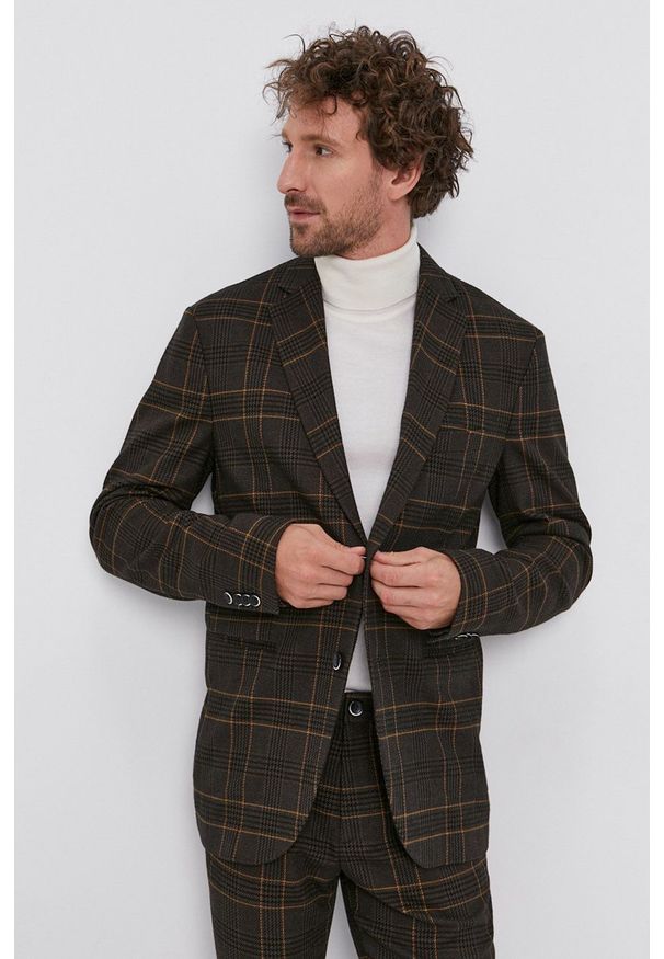 Sisley - Marynarka. Kolor: czarny. Materiał: materiał. Styl: klasyczny