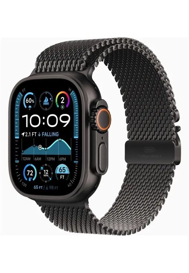 APPLE - Apple Watch Ultra 2 (GPS + Cellular) 49mm Black Titanium Case with Black Milanese Loop, Medium (MX5U3)