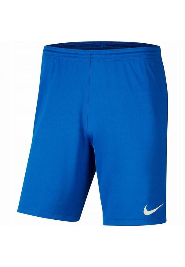 Nike - Dziecięce/niemowlęce Spodenki Z Dzianiny Dry Park III. Kolor: niebieski. Materiał: dzianina. Styl: sportowy. Sport: turystyka piesza