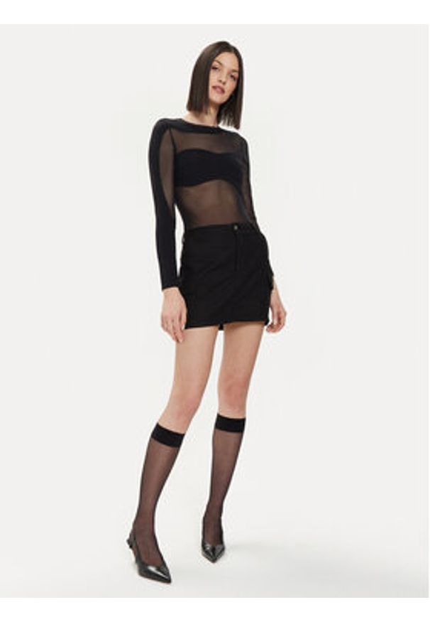 only - ONLY Spódnica mini Malfy-Caro 15310982 Czarny Regular Fit. Kolor: czarny. Materiał: wiskoza, len