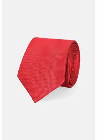 Lancerto - Krawat Czerwony w Delikatną Kratę. Kolor: czerwony. Materiał: poliester