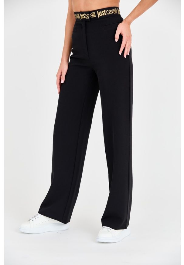 Just Cavalli - JUST CAVALLI Czarne damskie spodnie HW, Rozmiar 38. Kolor: czarny