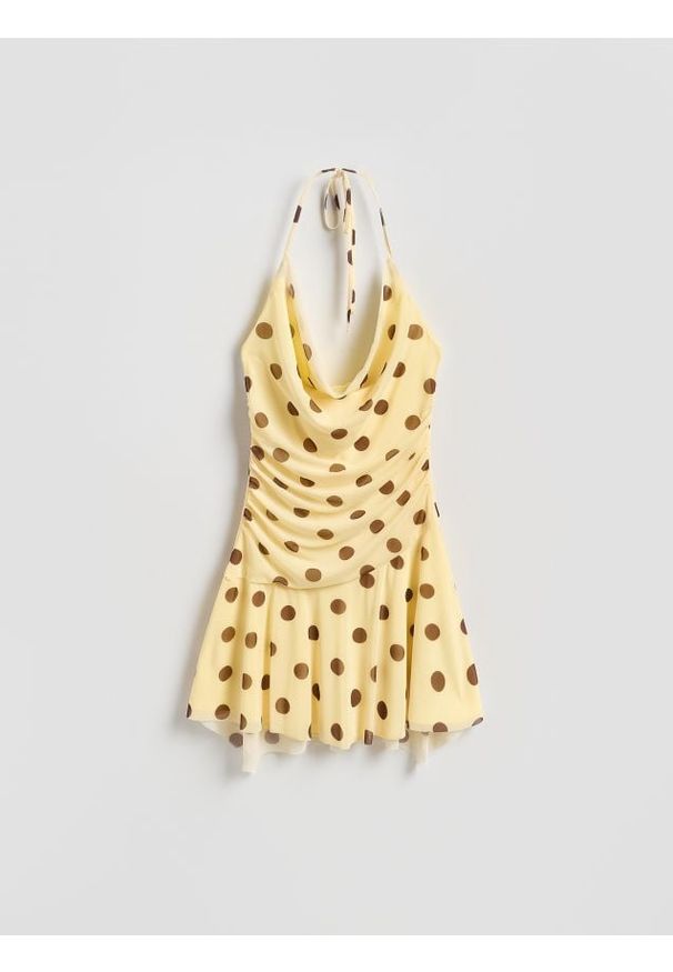 Reserved - Sukienka mini w kropki - wielobarwny. Materiał: dzianina. Wzór: kropki. Długość: mini