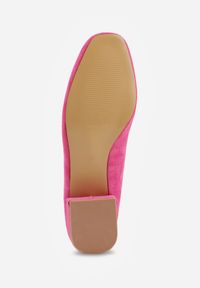 Born2be - Fuksjowe Klasyczne Czółenka na Obcasie Vices ze Skórzaną Wkładką Savira. Okazja: na spotkanie biznesowe. Kolor: różowy. Materiał: skóra. Obcas: na obcasie. Styl: klasyczny. Wysokość obcasa: niski #5