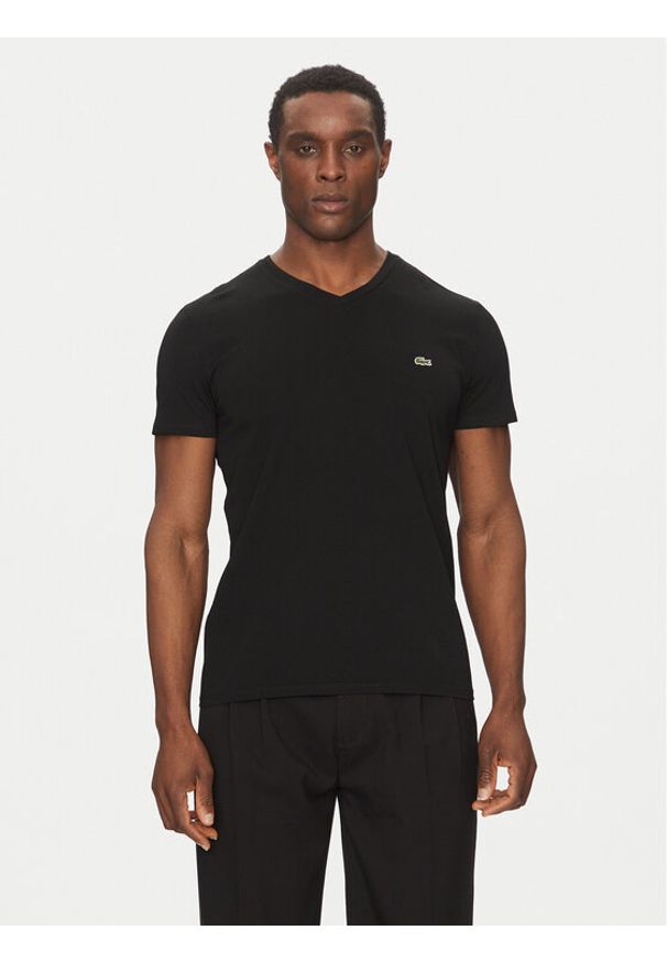 Lacoste T-Shirt TH6710 Czarny Regular Fit. Kolor: czarny. Materiał: bawełna