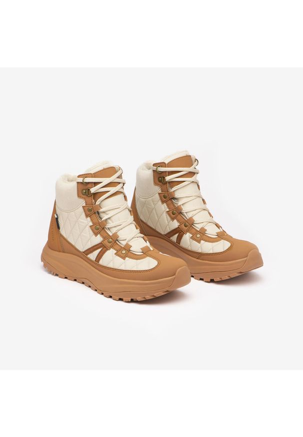 quechua - Buty turystyczne damskie Quechua NH500 Mid wodoodporne. Okazja: na spacer. Kolor: wielokolorowy, beżowy, brązowy. Materiał: futro. Szerokość cholewki: normalna. Sezon: zima. Styl: elegancki