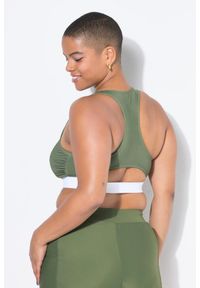 ULLA POPKEN - Damski Top bikini miękkie miseczki w tylu bokserskim. Kolekcja: plus size. Kolor: zielony. Materiał: poliester, elastan, poliamid, materiał