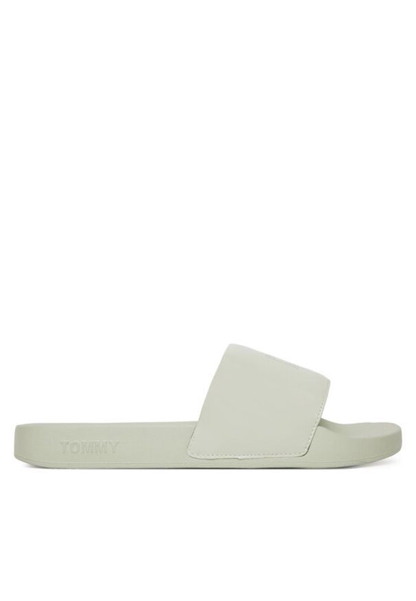 Tommy Jeans Klapki Flag Pool Slide Patent EN0EN02901 Zielony. Kolor: zielony. Materiał: skóra