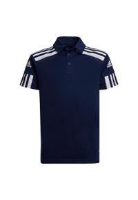 Koszulka polo piłkarska dla dzieci Adidas Squadra 21. Typ kołnierza: polo. Kolor: wielokolorowy, biały, niebieski