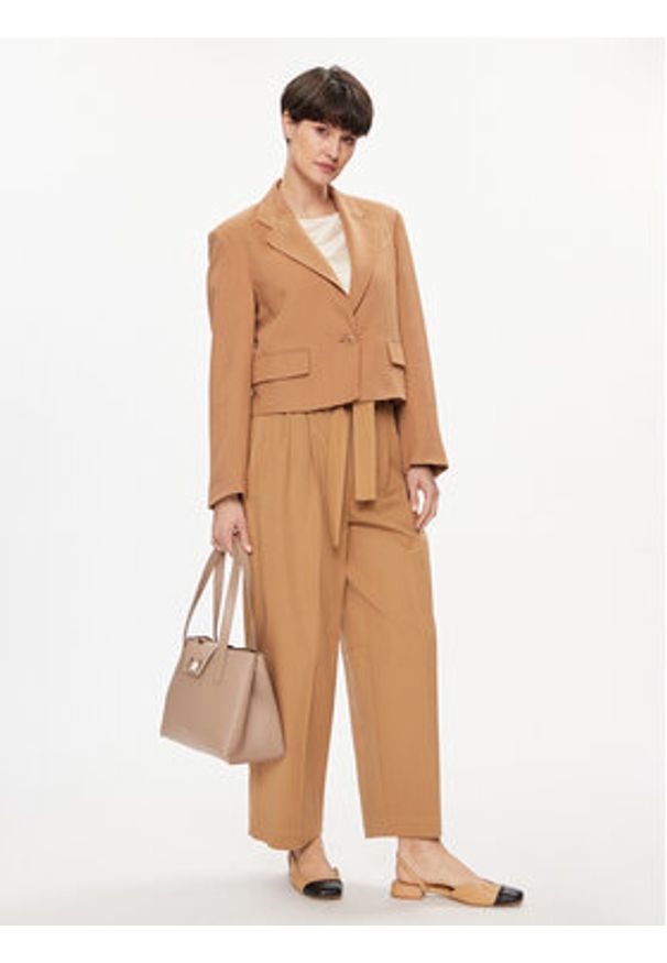 Weekend Max Mara Marynarka Cantico 2415041062 Brązowy Regular Fit. Kolor: brązowy. Materiał: len