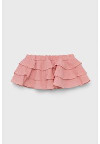 Jamiks spódnica dziecięca kolor różowy mini rozkloszowana. Kolor: różowy. Materiał: tkanina, bawełna. Wzór: gładki