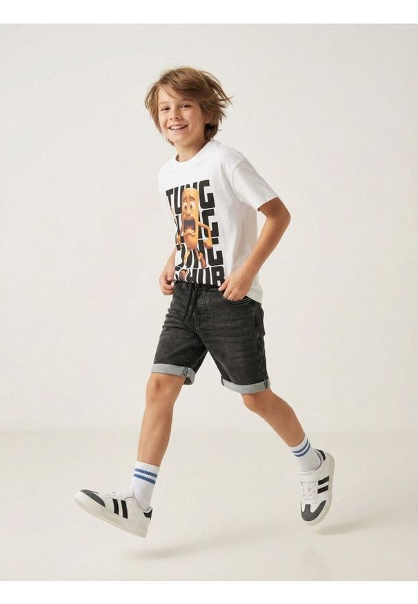 Sinsay - Szorty jeansowe z efektem sprania - szary. Kolor: szary. Materiał: jeans