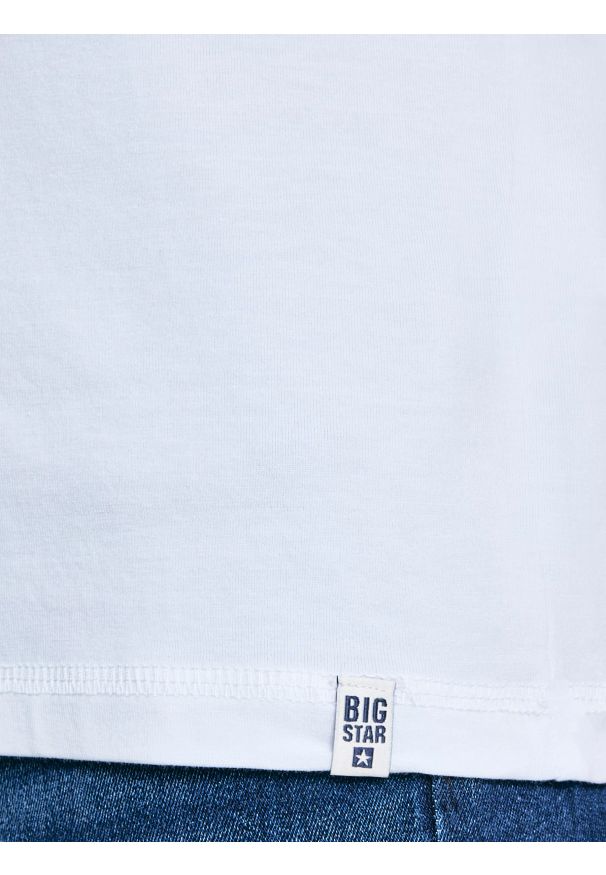 Big-Star - Koszulka męska slim v-neck z bawełny supima biała Supiclassicov 101. Typ kołnierza: dekolt w serek. Kolor: biały. Materiał: bawełna. Długość: długie