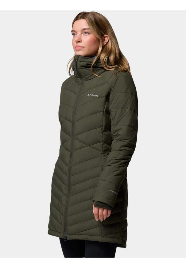 columbia - Płaszcz Zimowy Damski Columbia Joy Peak II Mid. Kolor: zielony. Materiał: puch. Technologia: Omni-Heat (Columbia). Sezon: zima. Sport: turystyka piesza