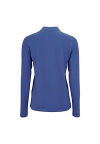 SOL'S - Damska Koszulka Polo Z Długim Rękawem Perfect Pique. Typ kołnierza: polo. Kolor: niebieski. Długość rękawa: długi rękaw. Długość: długie