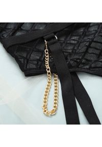 Intica - Body damskie z geometrycznymi przeszyciami eleganckie na co dzień i specjalne okazje Louwra. Kolor: czarny. Materiał: materiał. Wzór: geometria #3