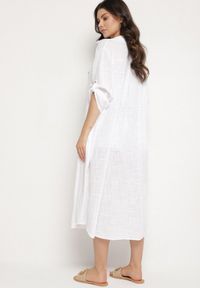 Born2be - Biała Koszulowa Sukienka z Bawełny z Kieszeniami Kolaris. Okazja: na co dzień. Typ kołnierza: kołnierzyk klasyczny. Kolor: biały. Materiał: bawełna. Typ sukienki: koszulowe. Styl: klasyczny, casual, elegancki #7