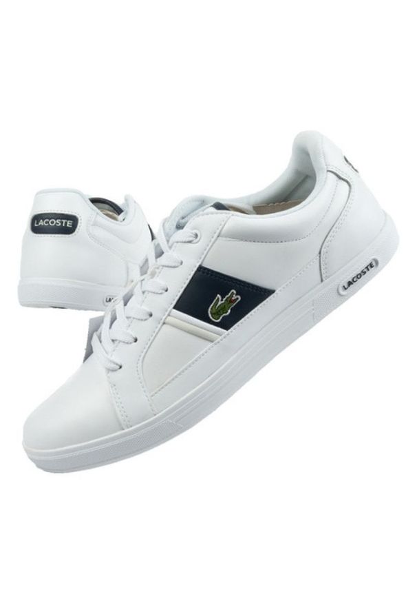 Buty Lacoste Europa M 24042 białe. Okazja: na co dzień. Kolor: biały. Materiał: skóra ekologiczna, materiał. Szerokość cholewki: normalna