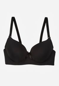 Renee - Czarny Biustonosz o Gładkim Wykończeniu z Kokardką Phiphise. Kolor: czarny. Wzór: gładki #6