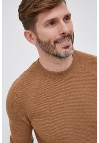 Sisley Sweter z domieszką wełny męski kolor beżowy. Okazja: na co dzień. Kolor: beżowy. Materiał: wełna. Długość rękawa: raglanowy rękaw. Styl: casual #2