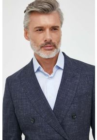 BOSS garnitur wełniany kolor granatowy. Kolor: niebieski. Materiał: wełna #3