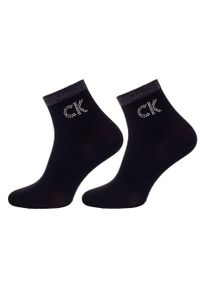 ZEAGLE - Skarpetki Calvin Klein Damsenken z Wielkim Kryształowym Logo 37-41. Kolor: fioletowy, wielokolorowy, czarny. Materiał: bawełna