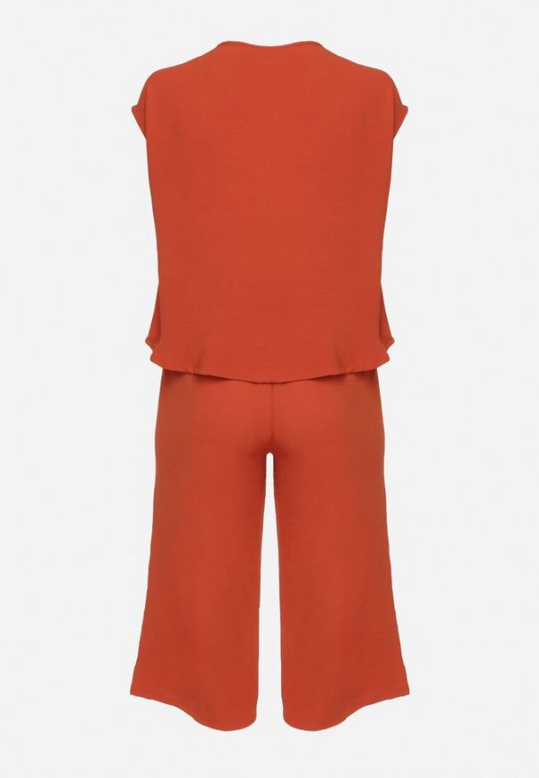 Born2be - Pomarańczowy Komplet Bluzka i Szerokie Spodnie Jenoretia. Kolor: pomarańczowy