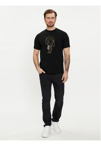 Karl Lagerfeld - KARL LAGERFELD T-Shirt 755054 542221 Czarny Regular Fit. Typ kołnierza: dekolt w karo. Kolor: czarny. Materiał: bawełna #5