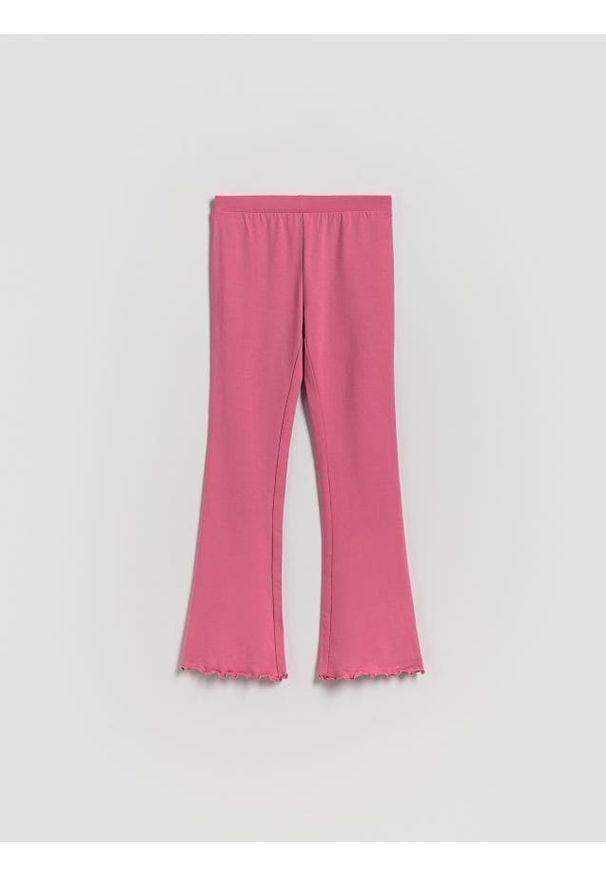 Reserved - Legginsy flare - różowy. Kolor: różowy. Materiał: dzianina, bawełna