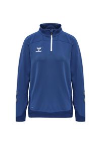Damska bluza dresowa half zip Hummel Lead. Kolor: niebieski. Materiał: dresówka. Wzór: nadruk. Sport: piłka nożna #1