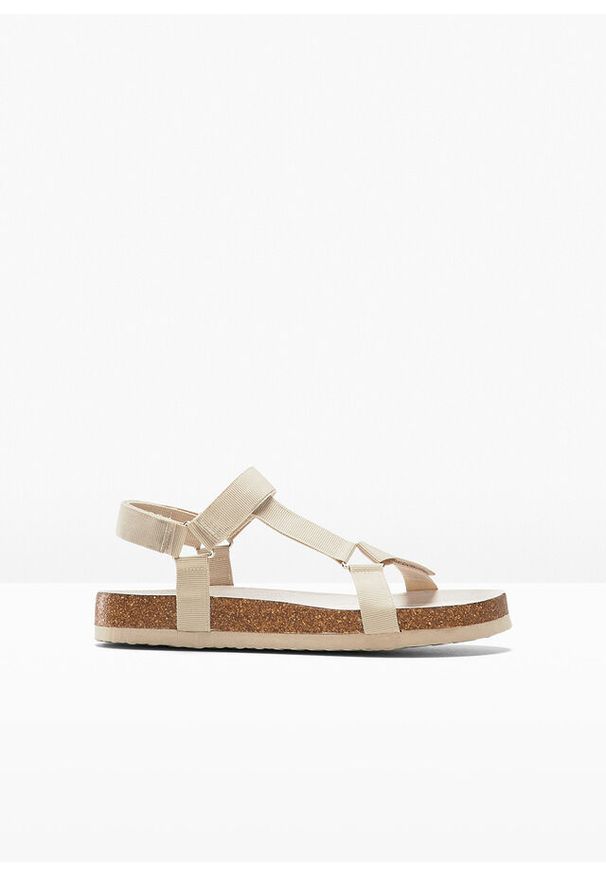 bonprix - Sandały. Kolor: beżowy. Styl: sportowy