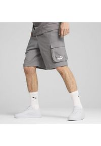 Puma - Męskie szorty bojówki Essentials 9" z logo No.1 PUMA Cast Iron Gray. Kolor: szary. Długość: krótkie. Sezon: lato