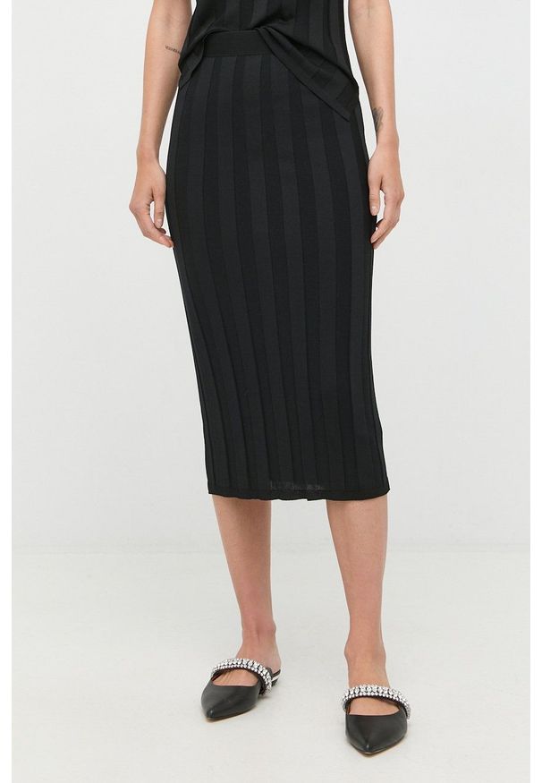 Max Mara Leisure spódnica kolor czarny midi ołówkowa. Kolor: czarny. Materiał: dzianina. Wzór: gładki